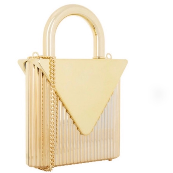 Michael Kors Gold Oversize Lock Clutch Purse - Picture 6 of 8